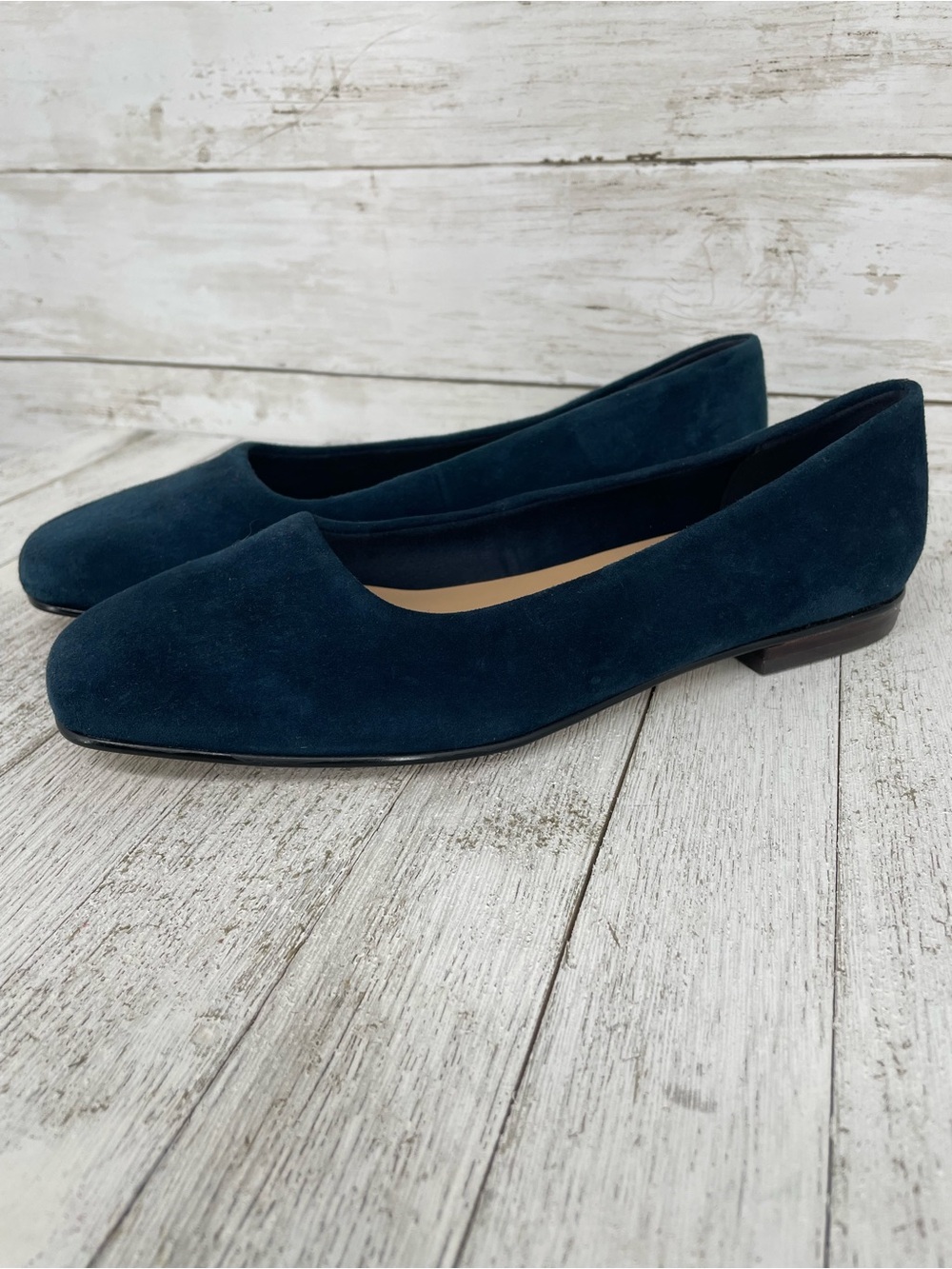 Bella Vita Kimiko Square Toe Rich Navy/Teal Blue Suede Ballet Flats Size 7.5
